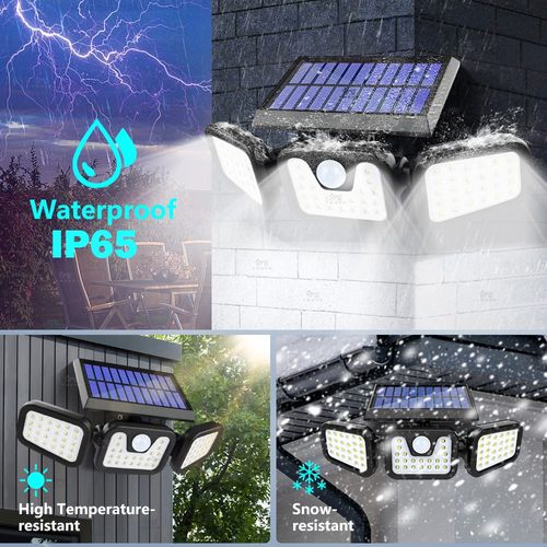 Luminária Solar de 3 Cabeças com Sensor de Movimento.