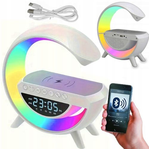 Luminária de Mesa Inteligente com Som e Carregador Sem Fio