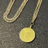 Pingente circular dourada saint michael