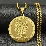 Pingente circular dourada saint michael