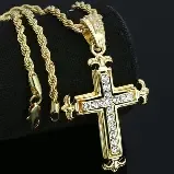 Pingente de cruz dourada
