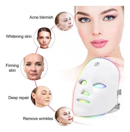 Máscara de Fototerapia LED 7 em 1 – Tratamento Facial Profissional