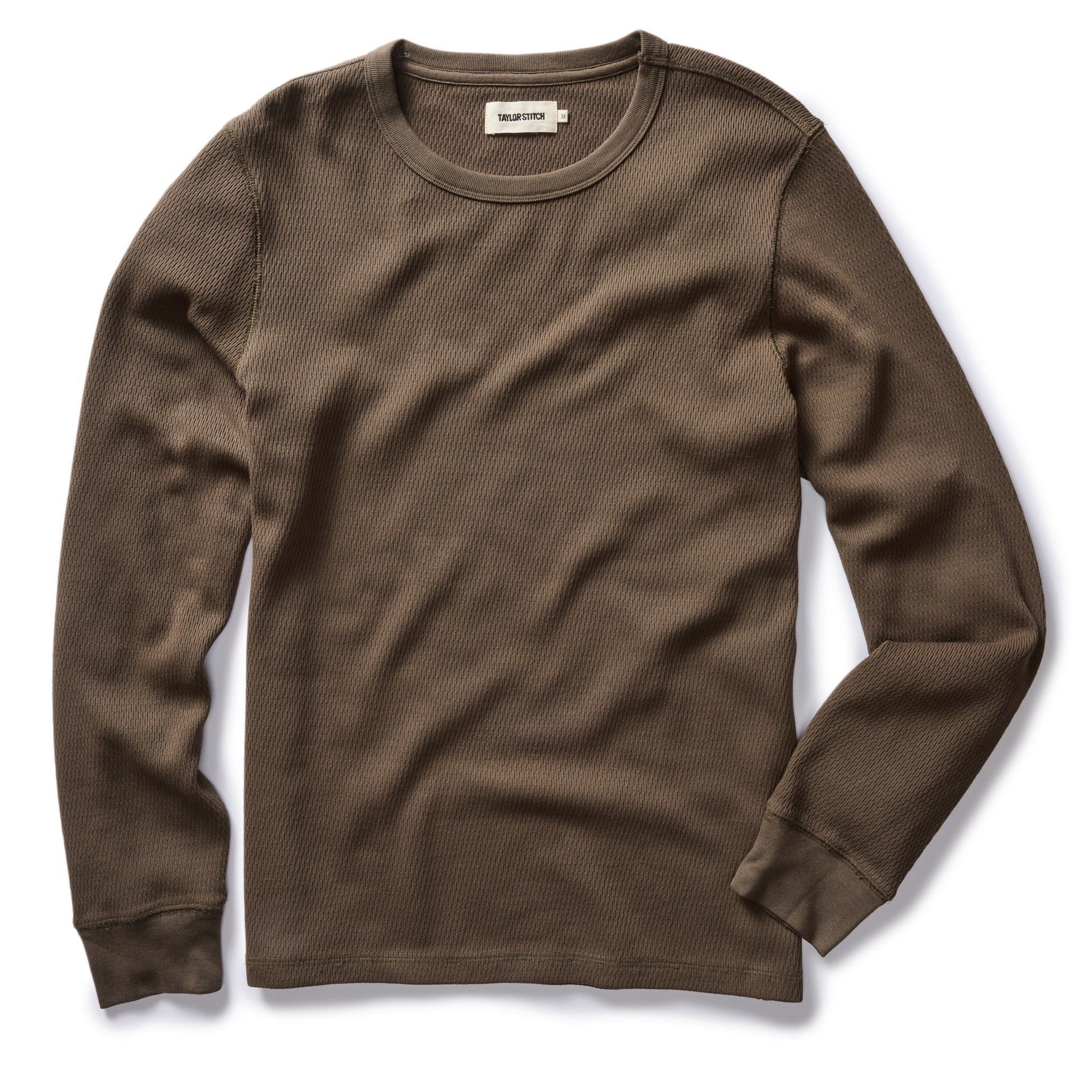 Uacnc Organic Cotton Waffle Crew in Fatigue Olive