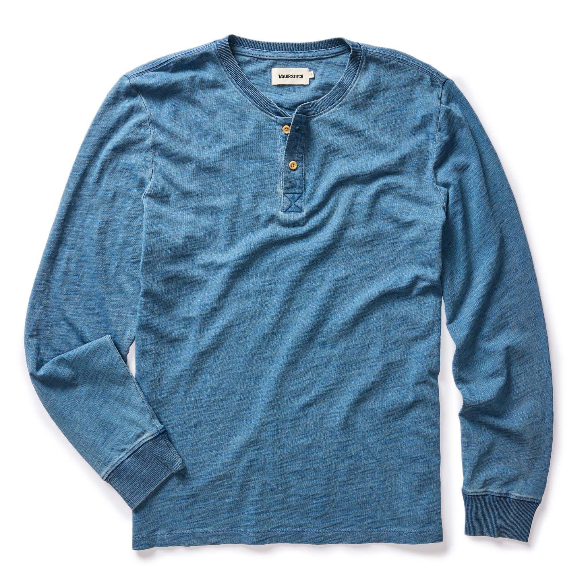 Uacnc Organic Cotton Henley in Washed Indigo