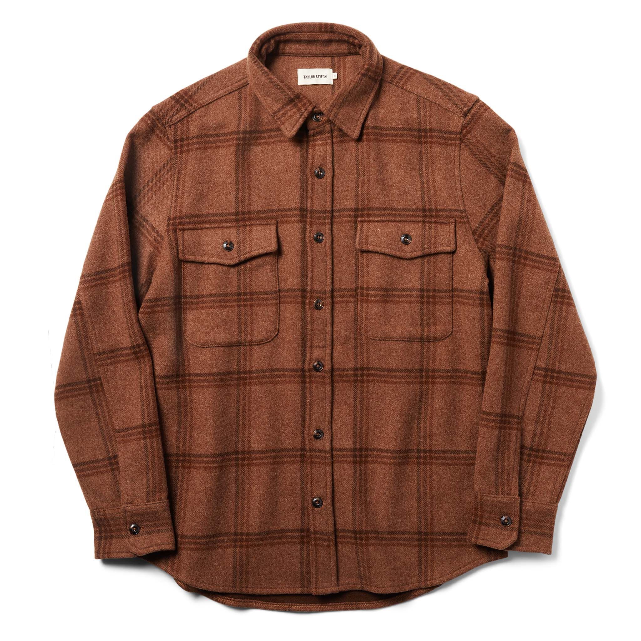 Uacnc Maritime Shirt Jacket in Espresso Plaid Wool