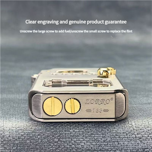 Mechanical Metal Rock Lighter – Windproof Refillable Alloy | Cool Gift for Men, Father & Friends