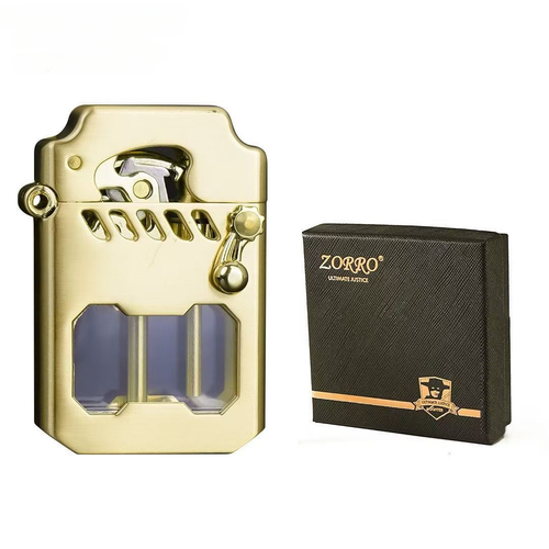 Mechanical Metal Rock Lighter – Windproof Refillable Alloy | Cool Gift for Men, Father & Friends