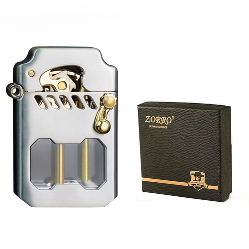 Mechanical Metal Rock Lighter – Windproof Refillable Alloy | Cool Gift for Men, Father & Friends