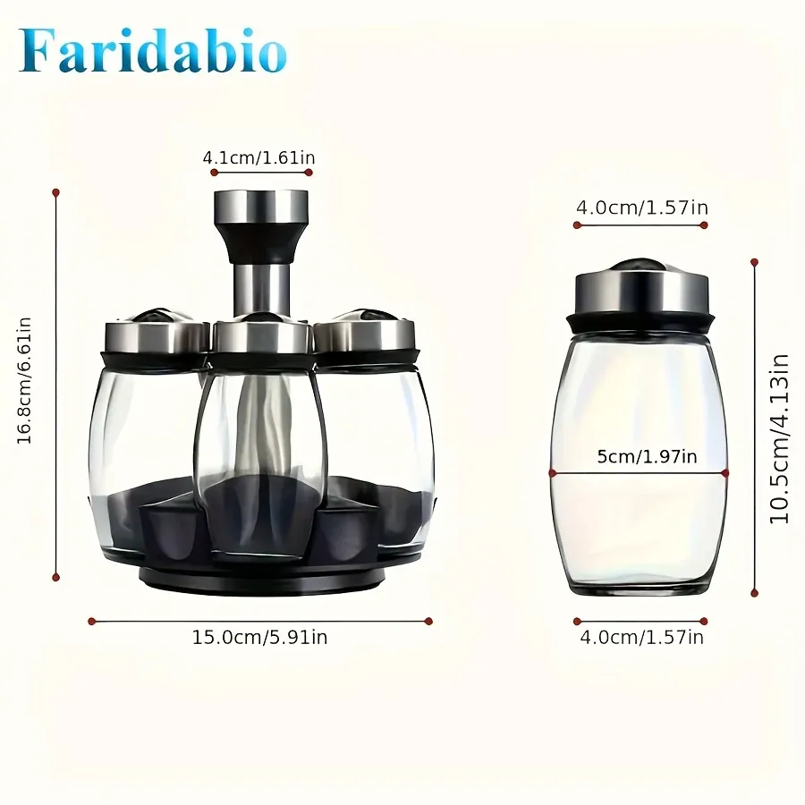 6-in-1 rotating glass bottle seasoning jar