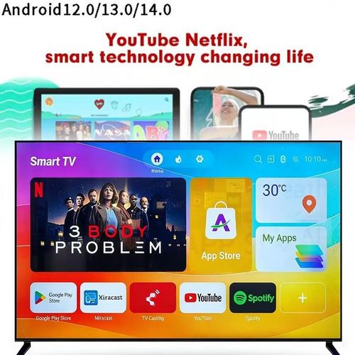 Mi  43'' Inches Smart Digital Satellite Frameless HD LED TV , Andriod 14 OS Tuner,HDMI,AV,USB,Headphones,Coaxial Louder speaker,Super bright,Overvoltage protection,Music TV,Smart TV