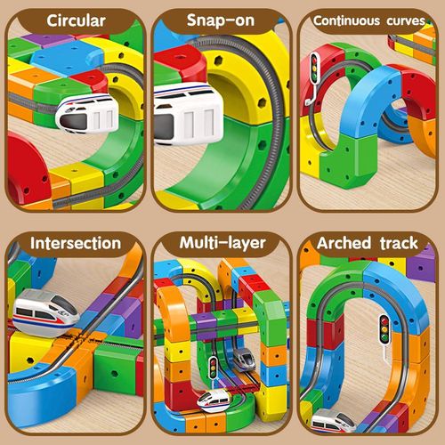 Hot Kids Diy Assembly Magic Track Car Baby Racing Runway Slot Wholesale Stem Educational Electronic Rail Train 3D Cube Toys Sets