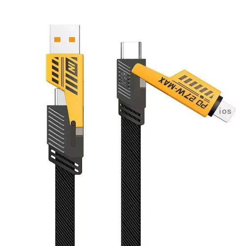 Mecha 4 in 1 Data Cable: Super Fast Charging Cord Dual Input, Dual Output