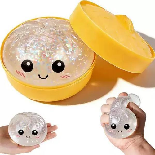 Giant Glitter Dumpling Squishy - Mega Rainbow Soft Squeeze Toy