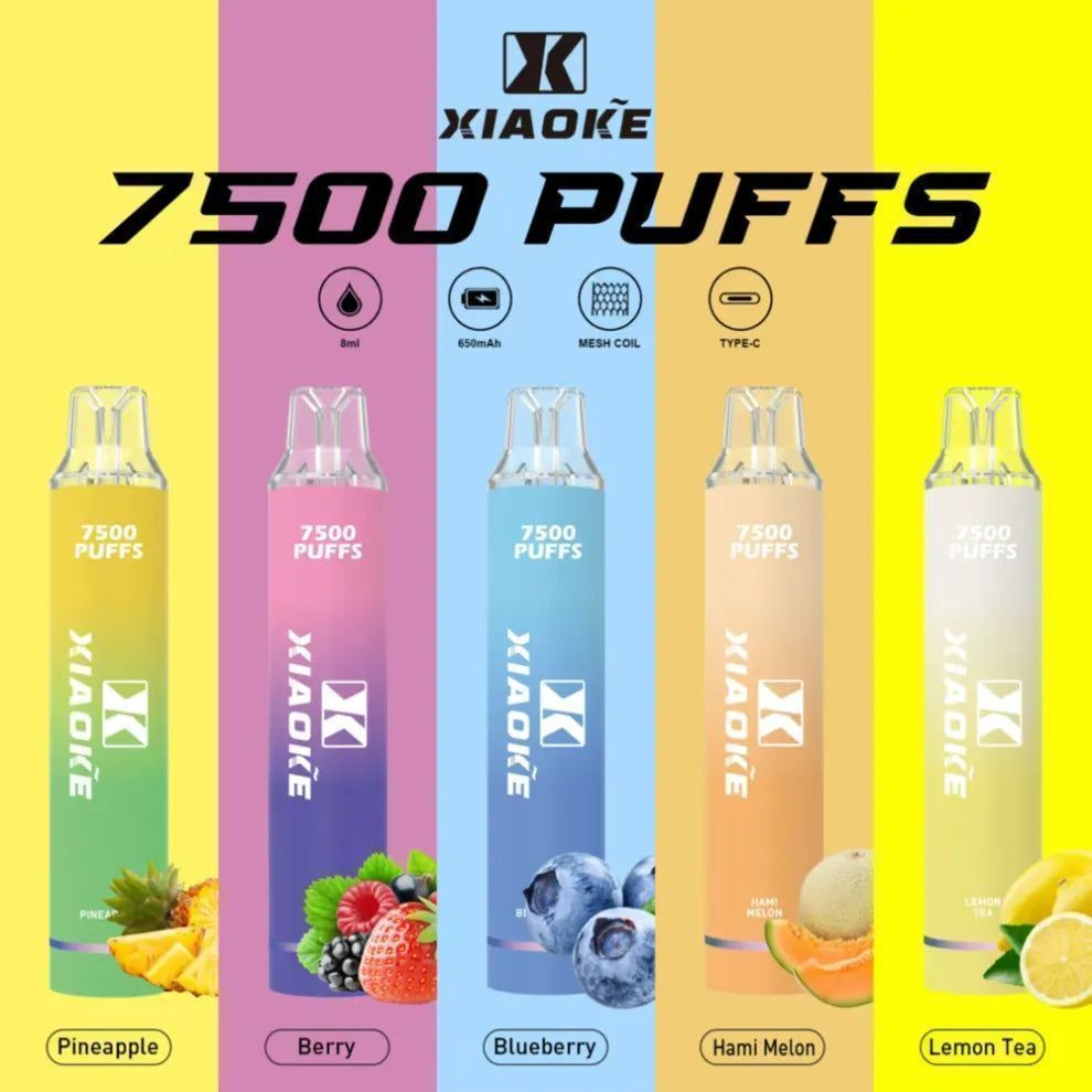 XIAOKE拋棄式電子煙 多口味搭配7500口，外出與輪換更順手