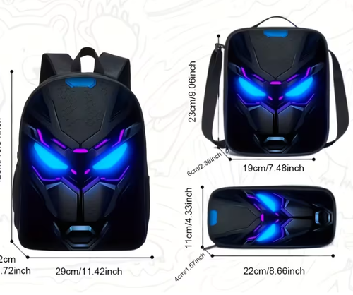 3pcs Cyberpunk Backpack Set