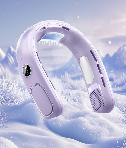 A small neck-hanging fan