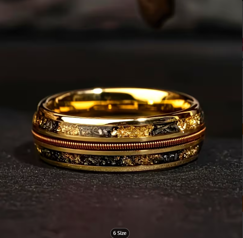 Gold Plated Tungsten Steel Men's Guitar String Ring Set