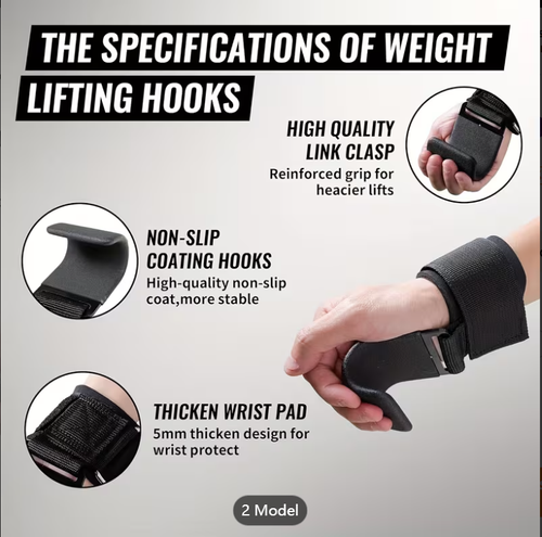 Rubber-coated pull-up assist hook, hand-held lumbar traction belt, hanging bar assistant, barbell hard pull anti-slip assist steel hook