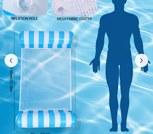 Striped PVC Inflatable Beach Chair - Portable & Foldable Pool Float Lounge for Adults, Durable Party & Pool Accessory