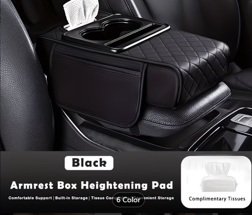 Universal Car Armrest Box Cover, PU Leather Center Console Mat with