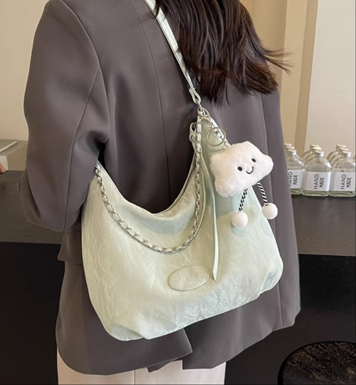 休閒學生軟面大容量包包女2025新款春夏上班通勤包時尚單肩斜挎包