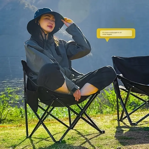 Portable Moon Chair - Lightweight Foldable Outdoor Camping Chair with Wide Seat & Sturdy Frame, No Assembly Needed, Compact Carry Bag for Beach, Picnics, Fishing, Backyard, Folding Camping Chair, Picnic Furniture, Sleek Design, Durable Construction