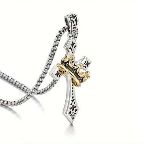 Kingdom Cross & Crown Pendant – A Symbol of Faith, Protection & God's Kingdom, Handcrafted for Believers Who Wear Their Faith with Pride 🙏🔥✨