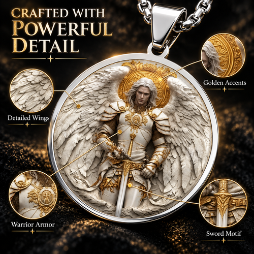 ✝️ Angel Warrior Pendant Necklace for Men – Faith Strength Protection Symbol Jewelry