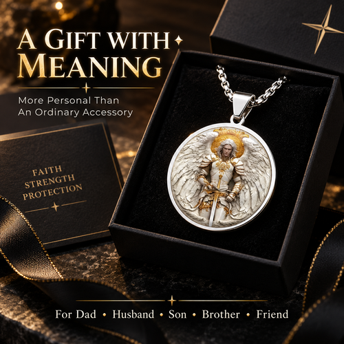 ✝️ Angel Warrior Pendant Necklace for Men – Faith Strength Protection Symbol Jewelry