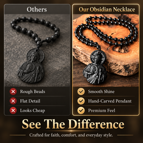 LJTCP🙏 Faith Protection Luxury Necklace for Men-Divine Grace Black Obsidian Jesus Necklace