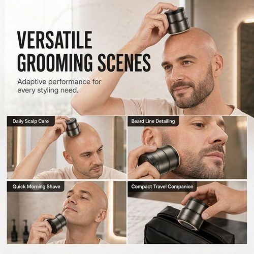 LJTCP⚡ Smart 2 in 1 Head and Beard Groomer – 30 Blade Precision Shaver with 9800 RPM Motor