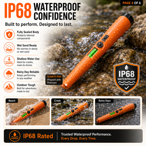 LJTCP🔍 High Sensitivity 360° Metal Detector Pinpointer – IP68 Waterproof with LCD Audio and Vibration Alert