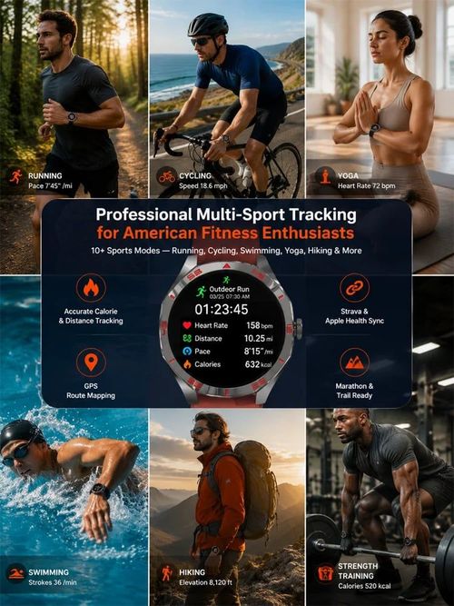 LJTCP⌚ Premium Sports Smart Watch Health Activity Monitoring Bluetooth Call OLED Display