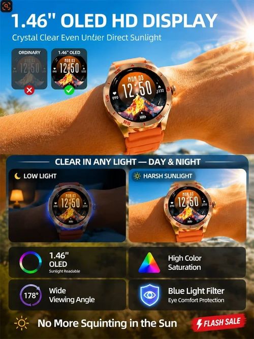 LJTCP⌚ Premium Sports Smart Watch Health Activity Monitoring Bluetooth Call OLED Display