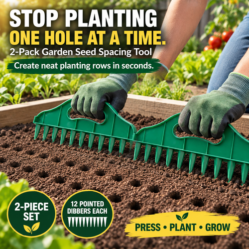 LJTCP🌱 2 Pack Garden Seed Spacing Tool Multi Row Soil Dibber Furrow Maker for Fast Planting