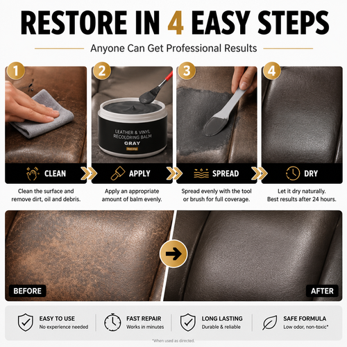 LJTCP✨ Leather and Vinyl Recoloring Balm Restore Faded Seats Sofas Shoes Bags and Furniture