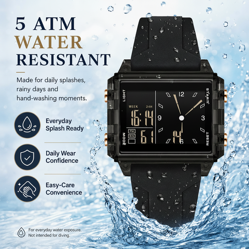 LJTCP⌚ Analog Digital Sport Watch 5ATM Water Resistant Luminous Multi Function Unisex Watch