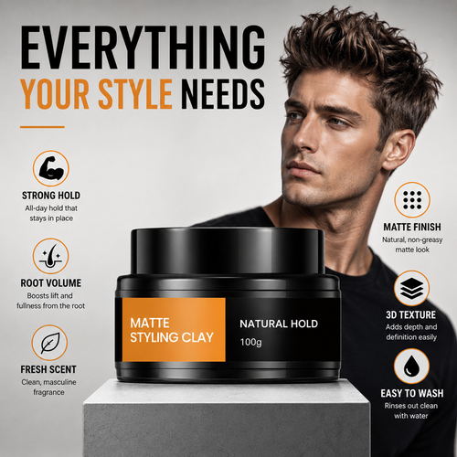 LJTCP💇‍♂️ Mens Matte Hair Styling Clay Strong Hold Natural Volume Lightweight Hair Clay