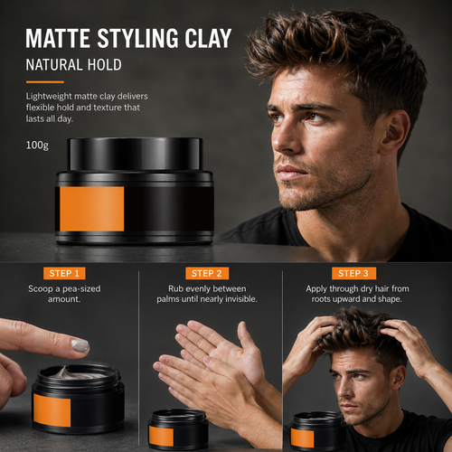 LJTCP💇‍♂️ Mens Matte Hair Styling Clay Strong Hold Natural Volume Lightweight Hair Clay
