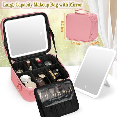 LED Mirror Makeup Bag