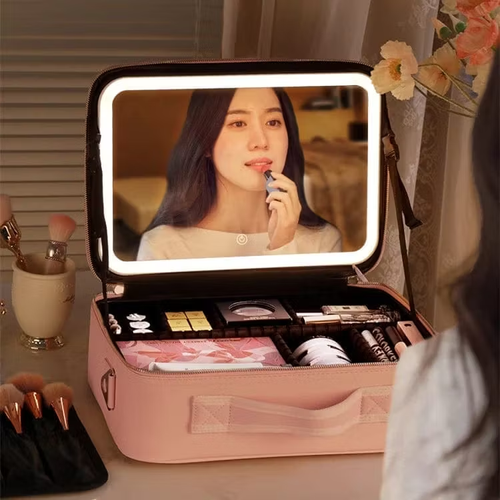 LED Mirror Makeup Bag