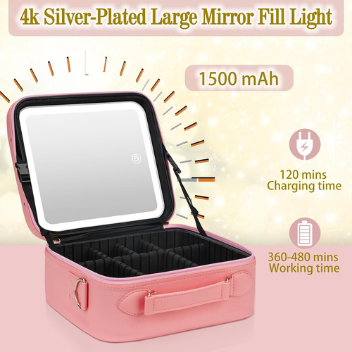LED Mirror Makeup Bag