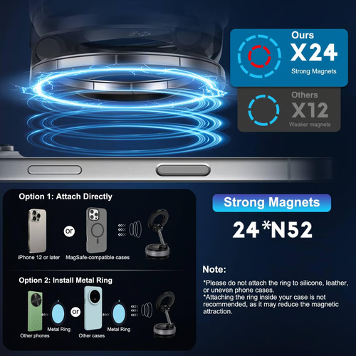 Vacuum Magnetic Suction Cup Phone Mount