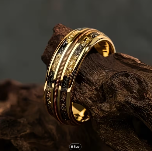 Gold Plated Tungsten Steel Men's Guitar String Ring Set
