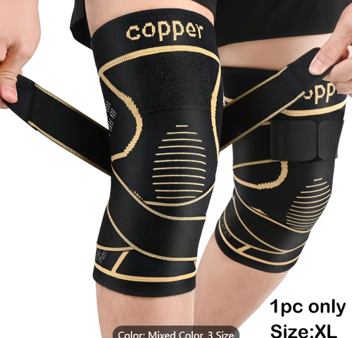 1pc Black Copper Knee Brace with Strap