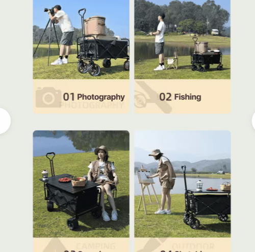 10-inch Blac Tank Wagon Dual Brakes + Tow Bar + Foldable Tabletop