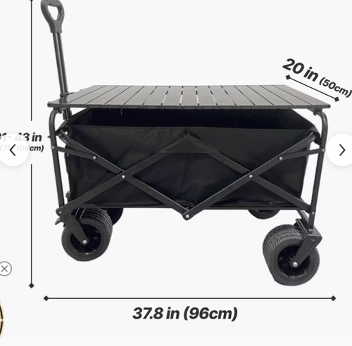 10-inch Blac Tank Wagon Dual Brakes + Tow Bar + Foldable Tabletop