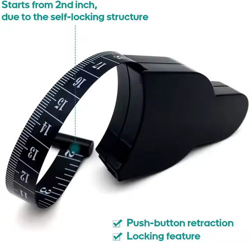 Hot Sale 60inch Black Retractable Fitness Body Tape Measure ABS Plastic Waist Measurement Tape in Metric System