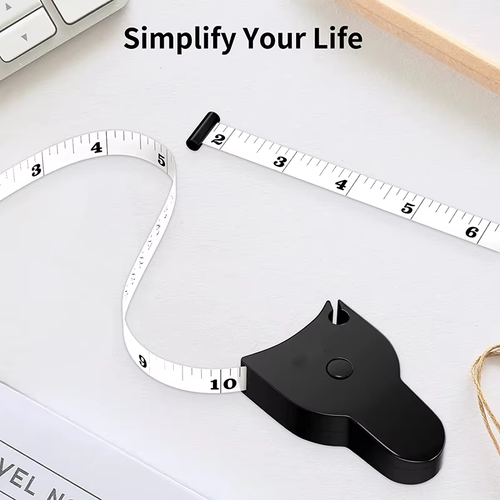 Hot Sale 60inch Black Retractable Fitness Body Tape Measure ABS Plastic Waist Measurement Tape in Metric System