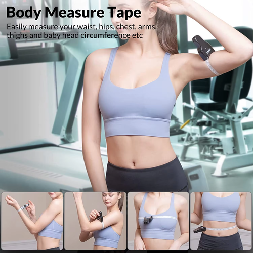Hot Sale 60inch Black Retractable Fitness Body Tape Measure ABS Plastic Waist Measurement Tape in Metric System